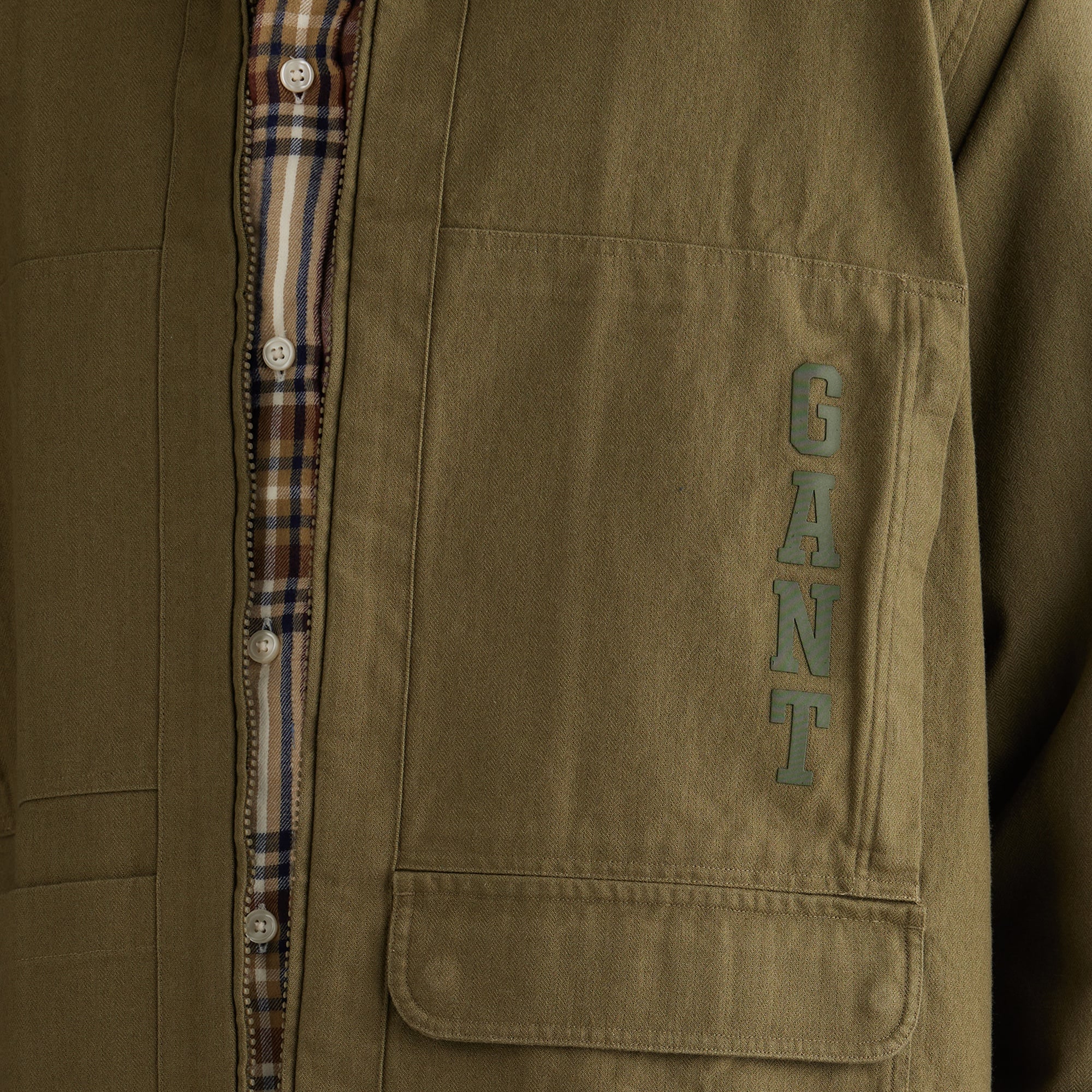 GANT Erkek Yeşil Oversize Fit Fermuarlı Logolu Gömlek