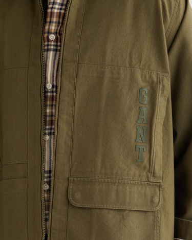  GANT Erkek Yeşil Oversize Fit Fermuarlı Logolu Gömlek