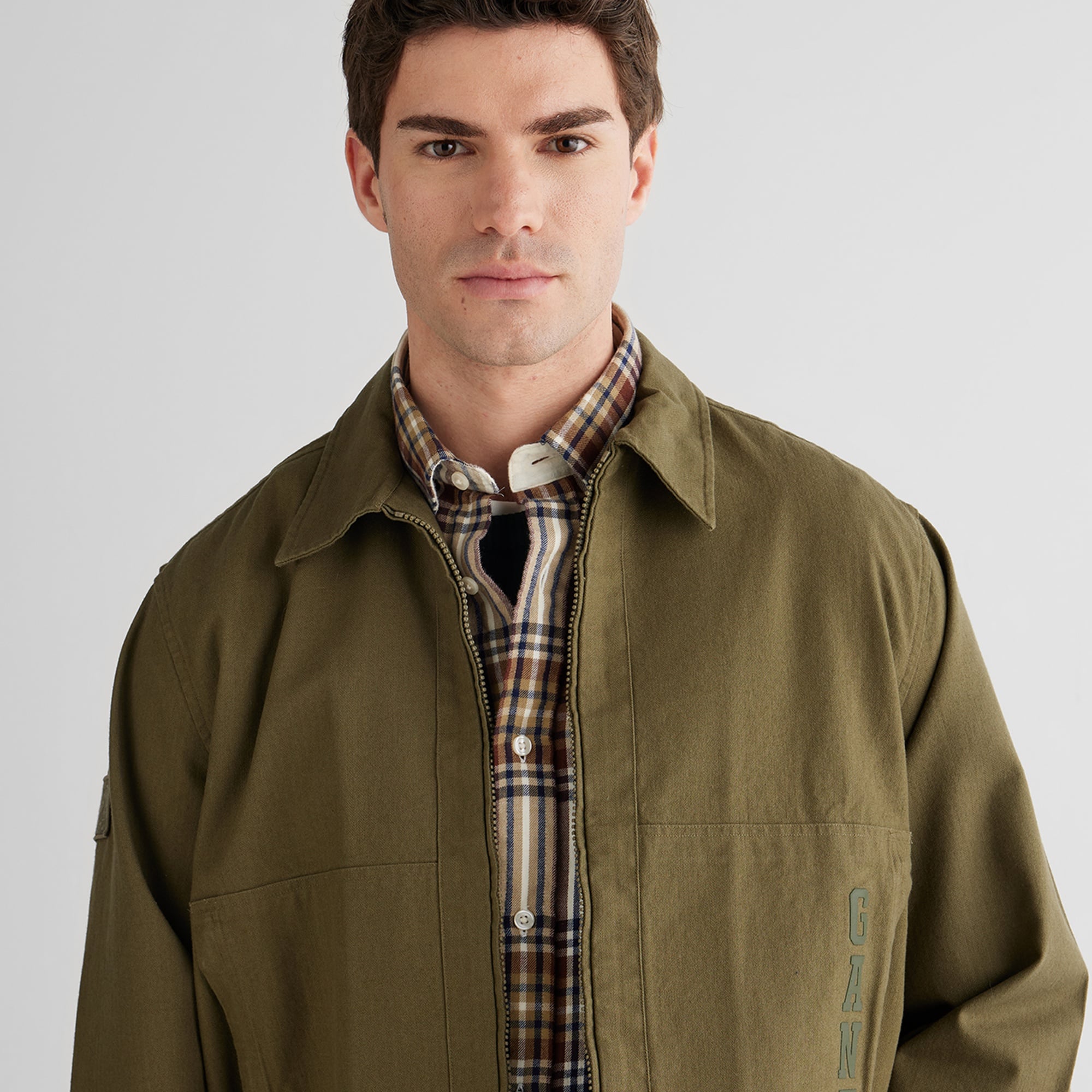 GANT Erkek Yeşil Oversize Fit Fermuarlı Logolu Gömlek