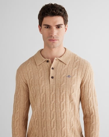 GANT Erkek Bej Regular Fit Polo Yaka Triko