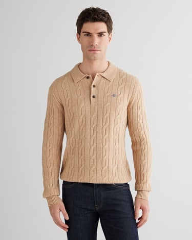  GANT Erkek Bej Regular Fit Polo Yaka Triko