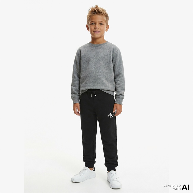  Calvin Klein Jeans Monogram Logo Çocuk Siyah Eşofman Altı