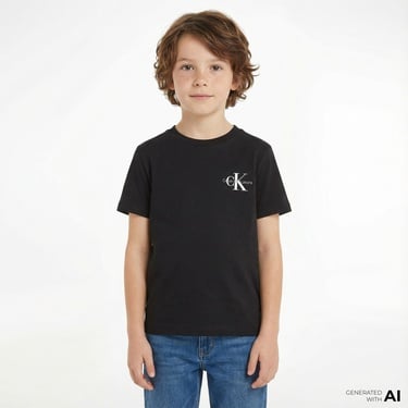  Calvin Klein Jeans Chest Monogram Çocuk Siyah T-Shirt