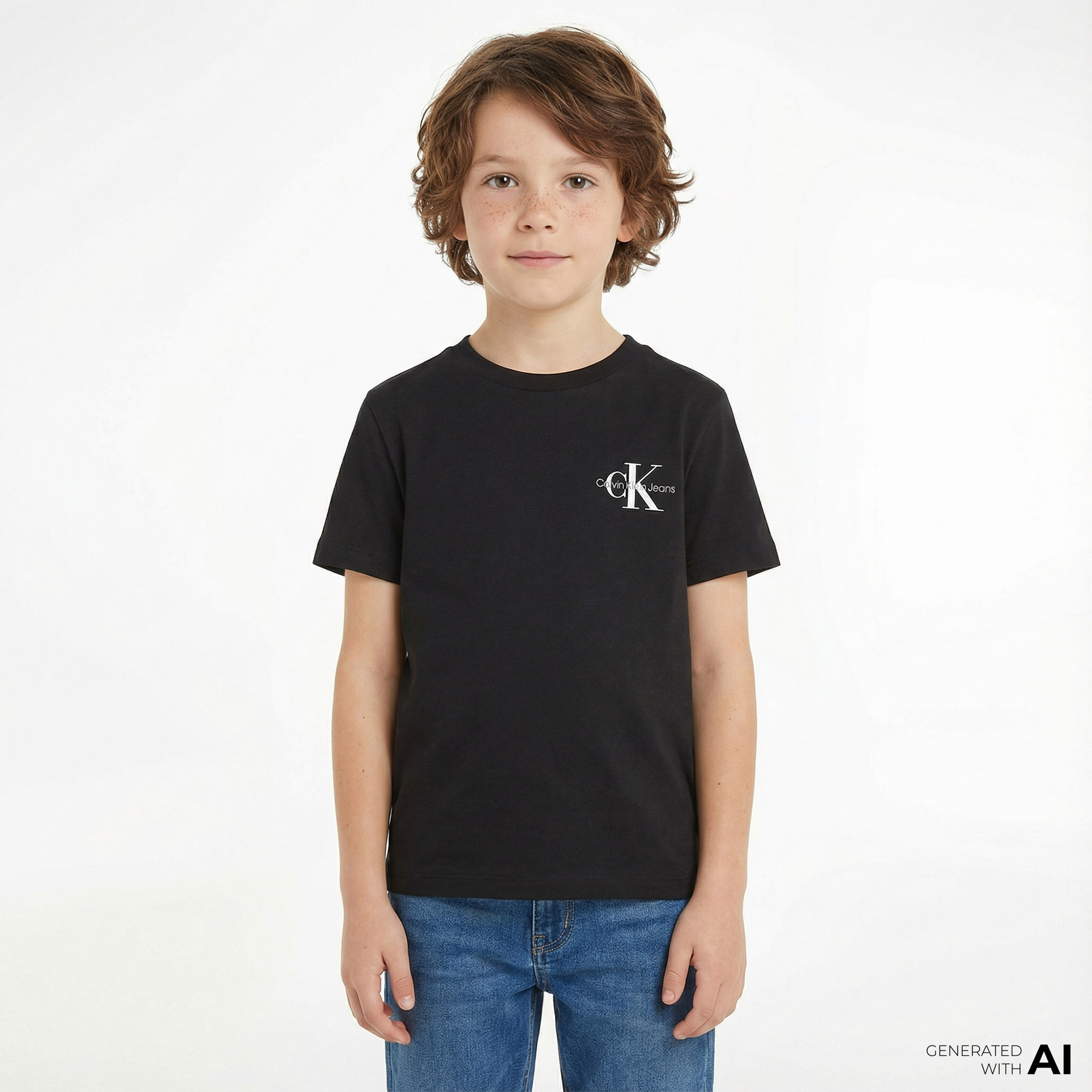  Calvin Klein Jeans Chest Monogram Çocuk Siyah T-Shirt