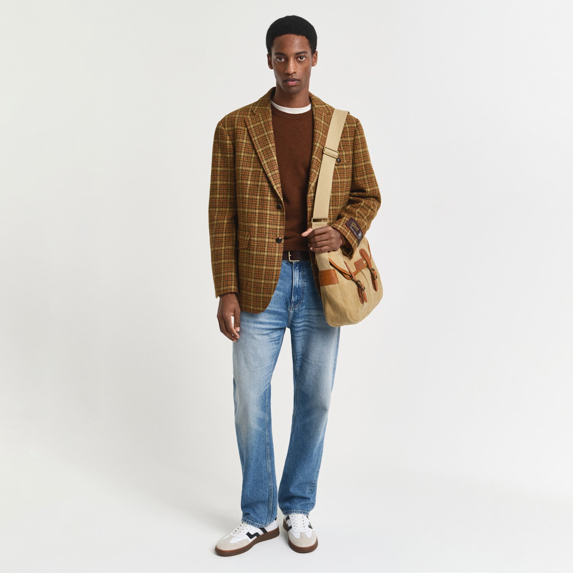 GANT Erkek Kahverengi Regular Fit Bisiklet Yaka Yün Kazak