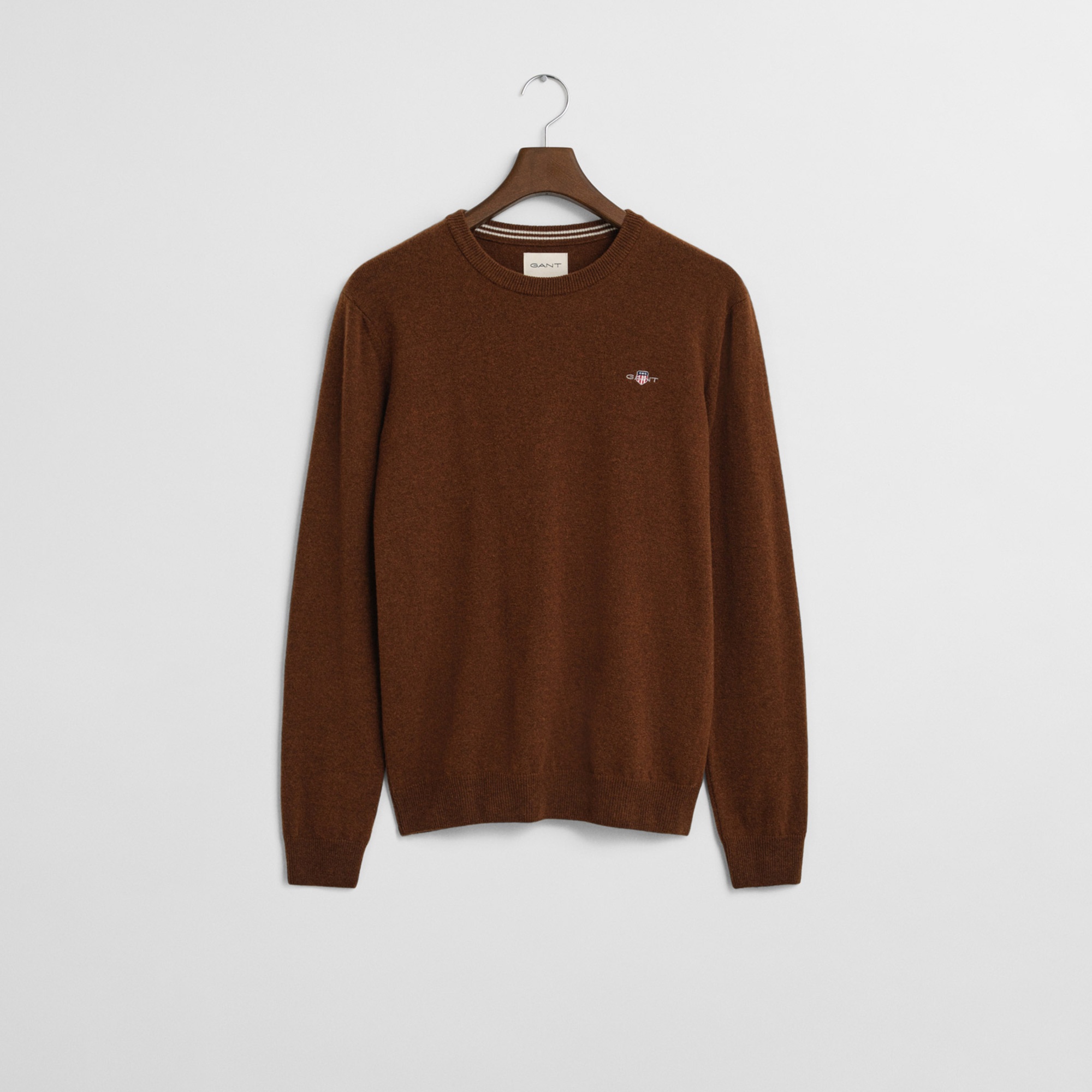 GANT Erkek Kahverengi Regular Fit Bisiklet Yaka Yün Kazak