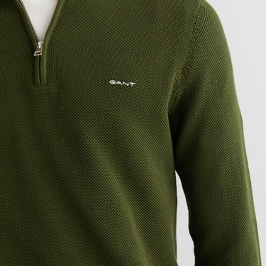  GANT Erkek Haki Regular Fit Yarım Fermuarlı Triko