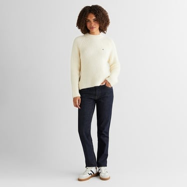  GANT Kadın Krem Cropped Fit Bisiklet Yaka Triko