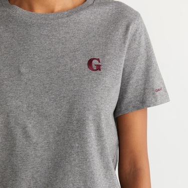  GANT Kadın Gri Regular Fit Bisiklet Yaka T-Shirt