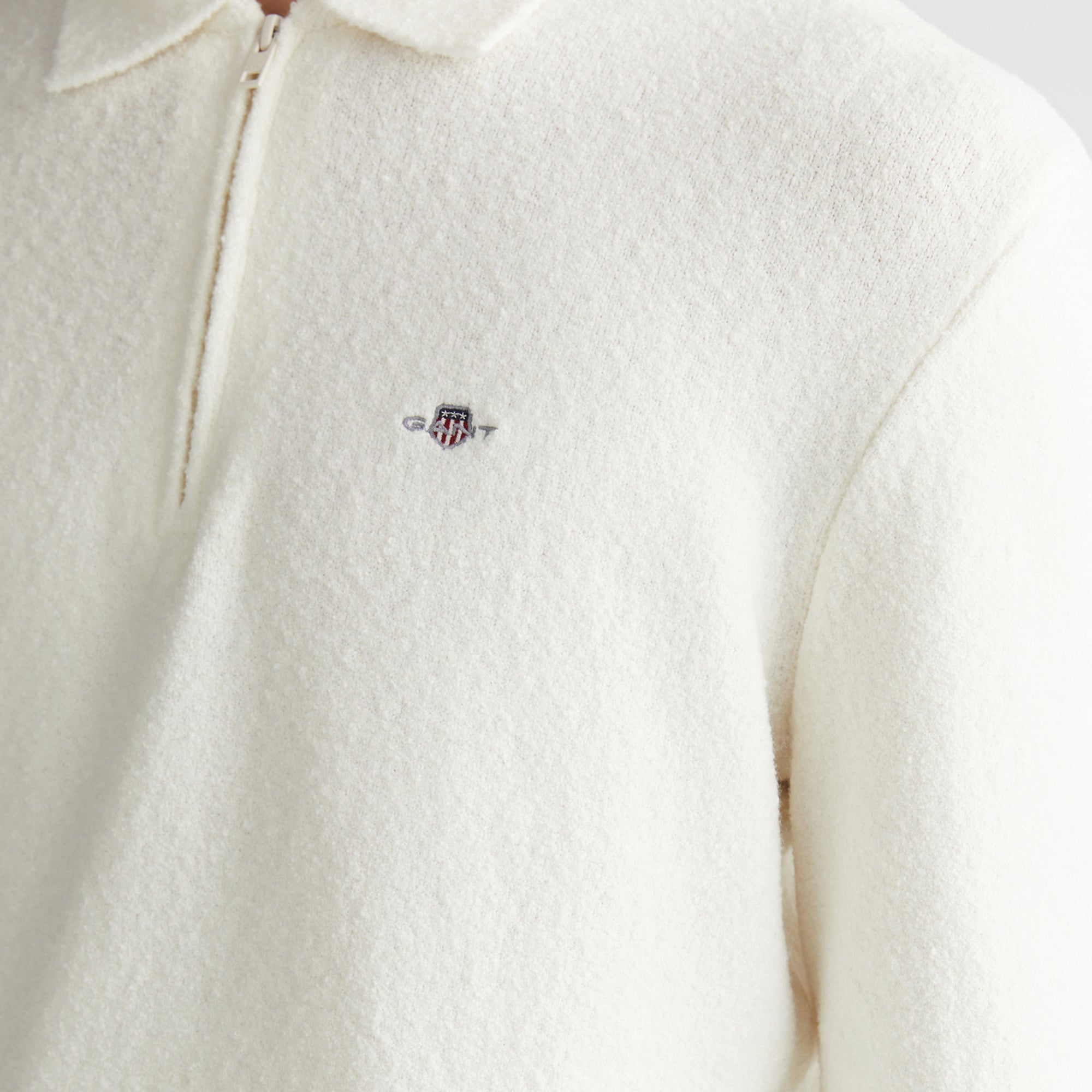 GANT Erkek Beyaz Relaxed Fit Fermuarlı Triko