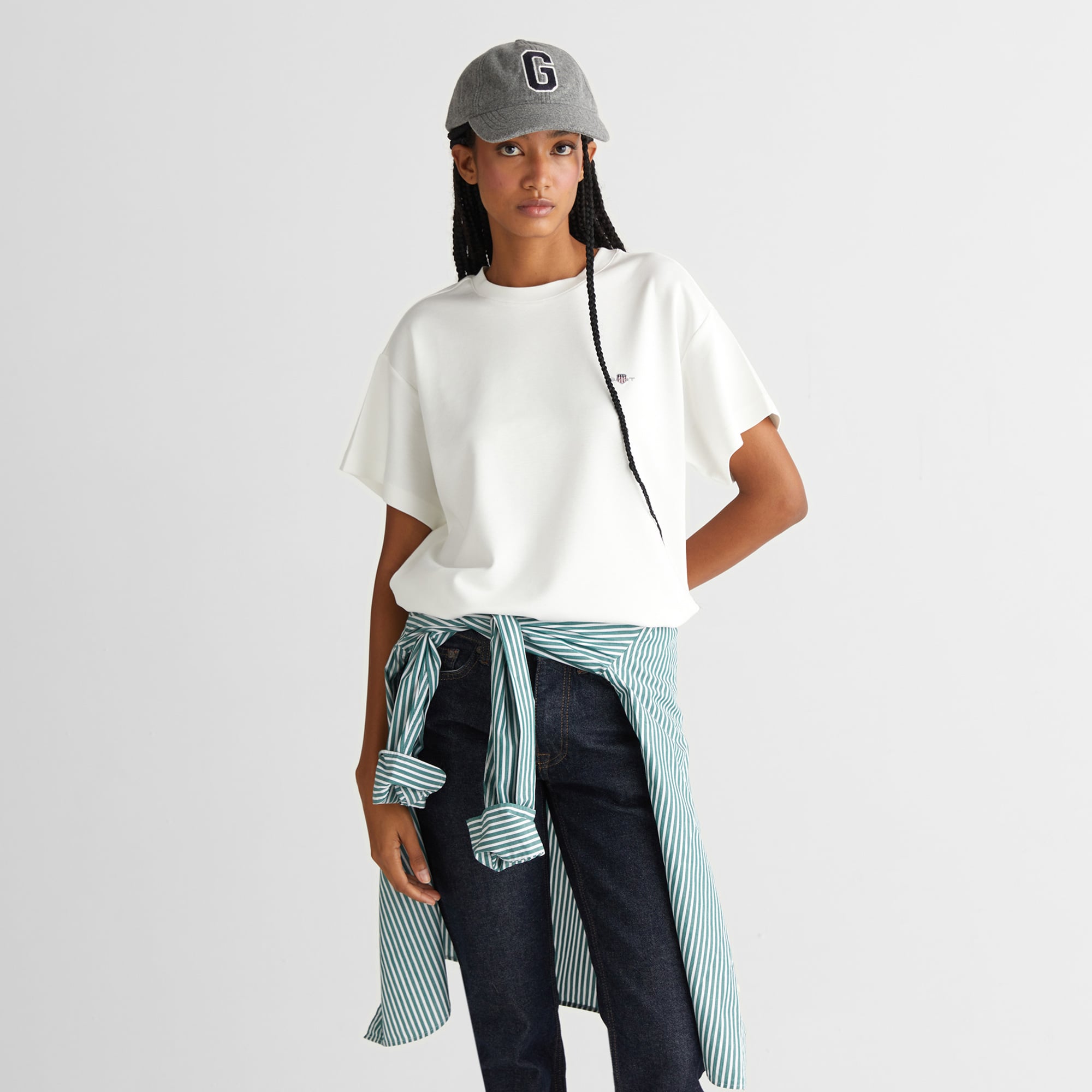  GANT Kadın Beyaz Regular Fit Bisiklet Yaka T-Shirt