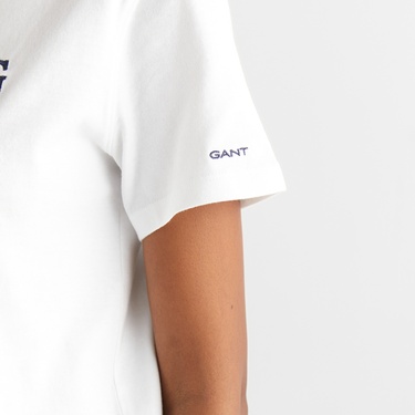  GANT Kadın Beyaz Regular Fit Bisiklet Yaka T-Shirt