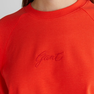  GANT Kadın Kırmızı Bisiklet Yaka Logolu T-Shirt