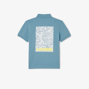  Lacoste Pique Printed Çocuk Mavi Polo