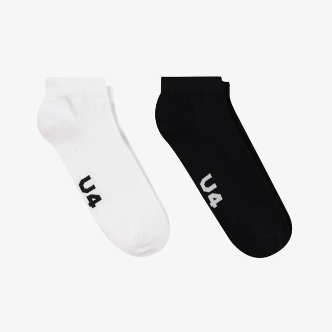  UNITED4 Unisex Beyaz - Siyah 2'li Soket Çorap