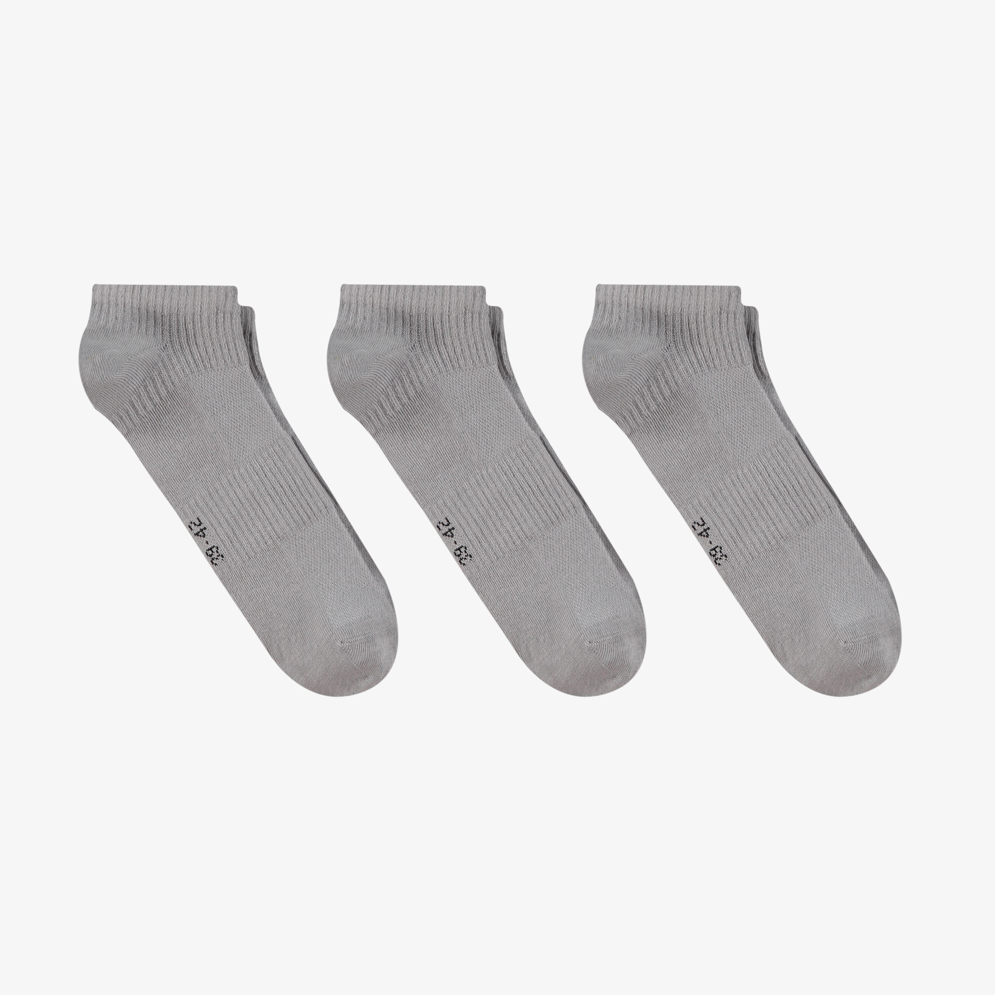  UNITED4 Unisex Gri 3'lü Patik Çorap