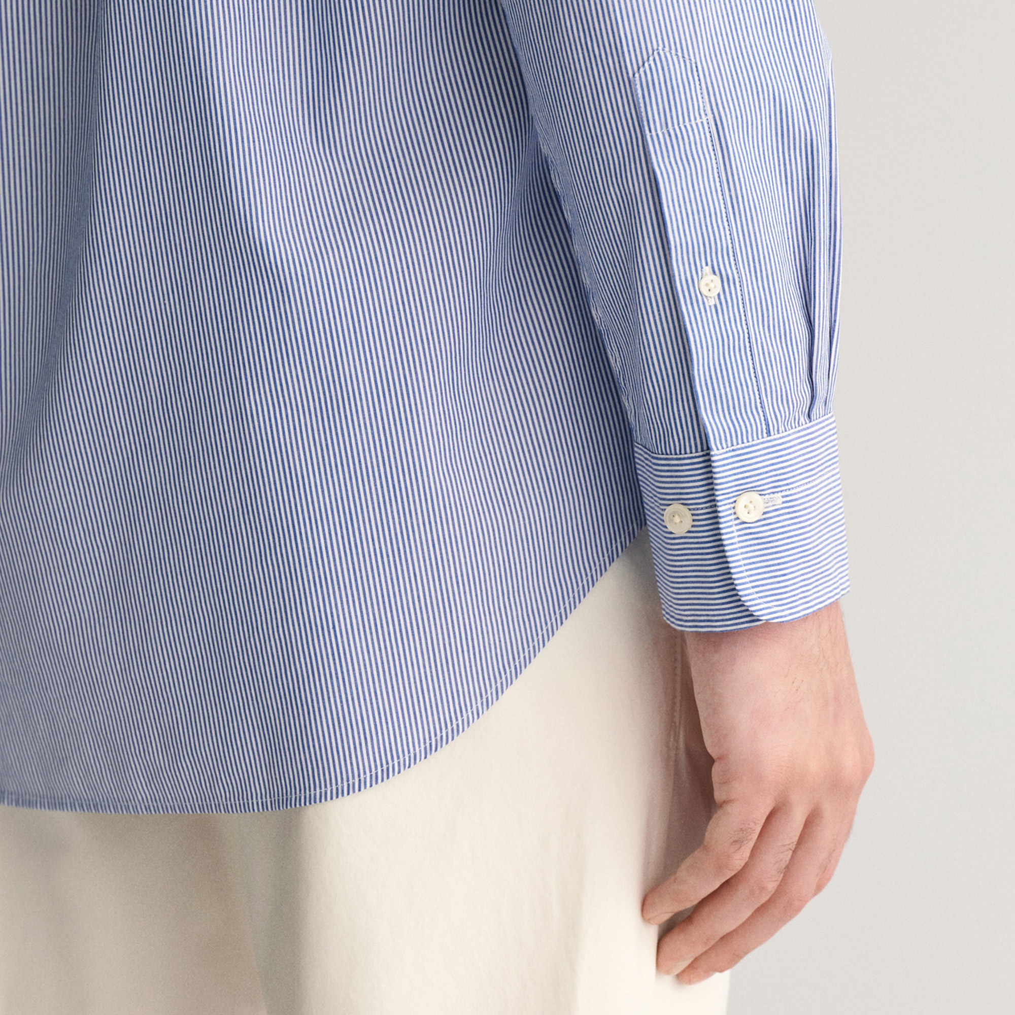 GANT Erkek Mavi Regular Fit Çizgili Düğmeli Yaka Gömlek