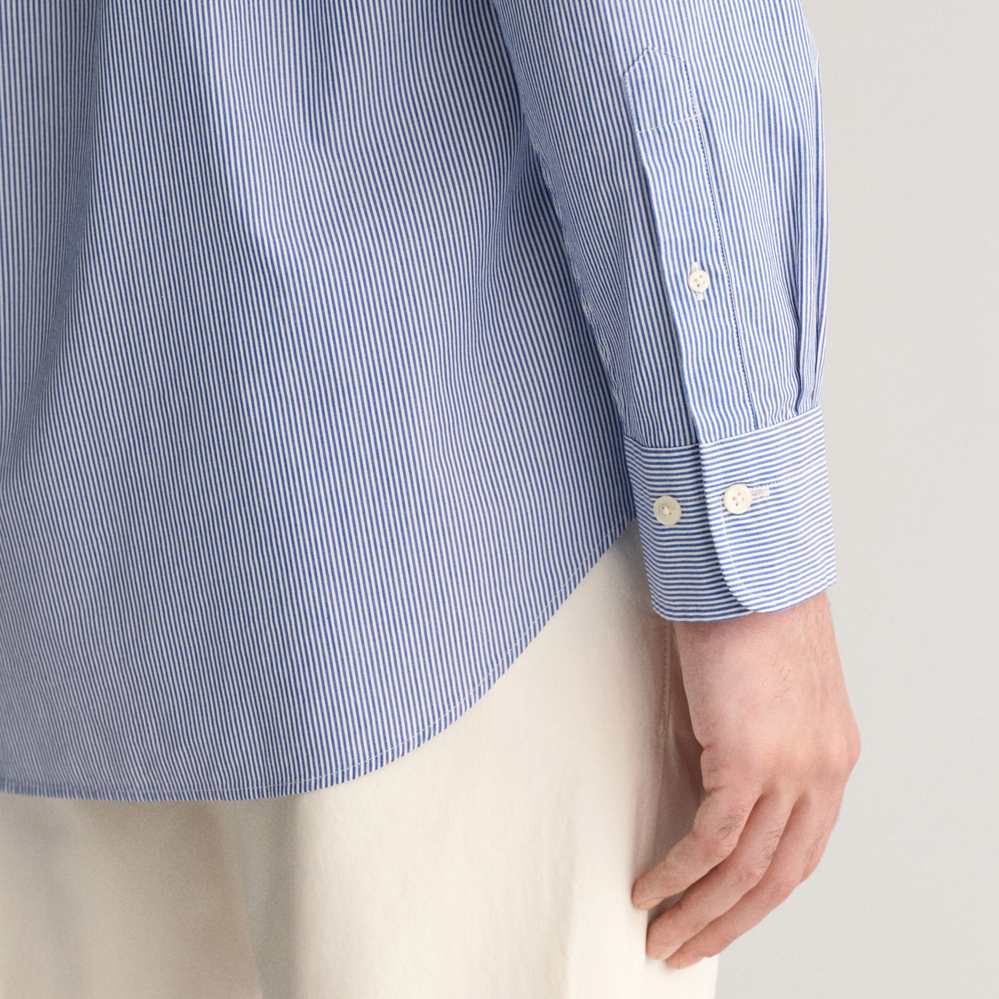 GANT Erkek Mavi Regular Fit Çizgili Düğmeli Yaka Gömlek