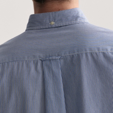  GANT Erkek Mavi Regular Fit Çizgili Düğmeli Yaka Gömlek