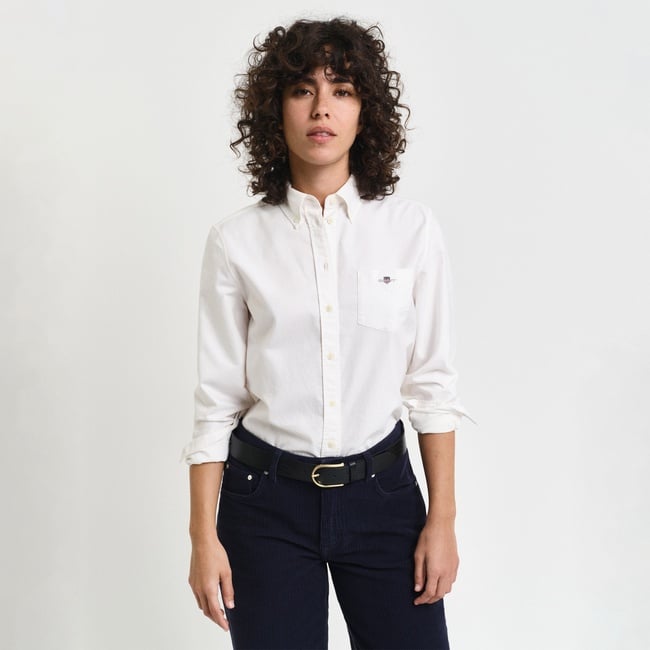  GANT Kadın Beyaz Regular Fit Düğmeli Yaka Oxford Gömlek