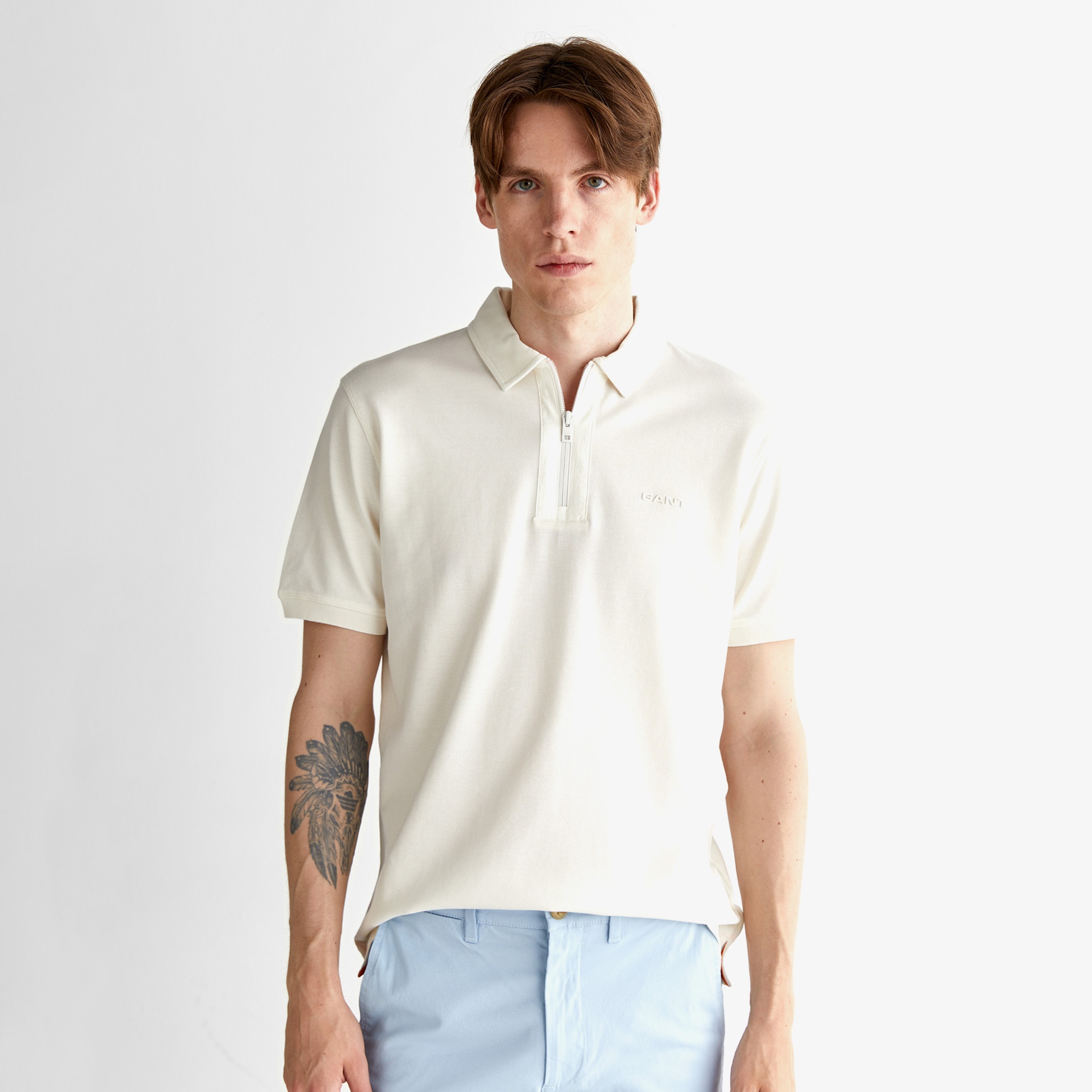 GANT Erkek Krem Regular Fit Logolu Polo