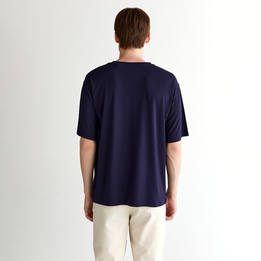  GANT Erkek Lacivert Relaxed Fit Bisiklet Yaka Logolu T-Shirt