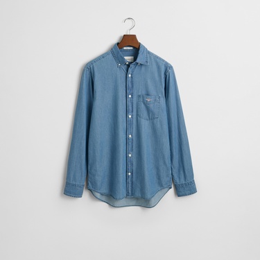 GANT Erkek Mavi Regular Fit Düğmeli Yaka Gömlek