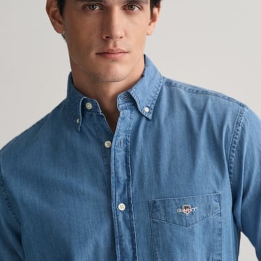  GANT Erkek Mavi Regular Fit Düğmeli Yaka Gömlek