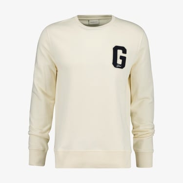  GANT Erkek Krem Regular Fit Bisiklet Yaka Logolu Sweatshirt