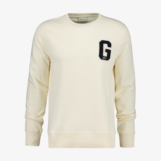  GANT Erkek Krem Regular Fit Bisiklet Yaka Logolu Sweatshirt