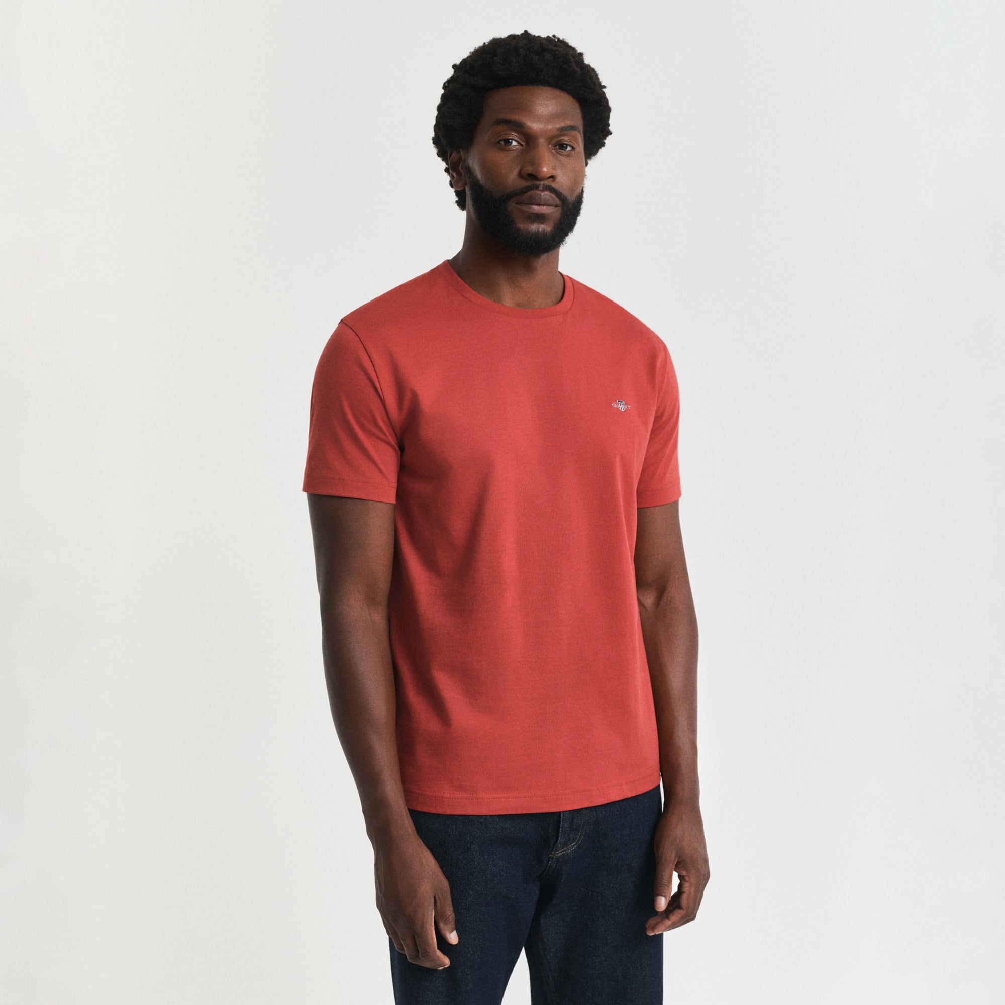 GANT Erkek Kırmızı Regular Fit Bisiklet Yaka T-Shirt