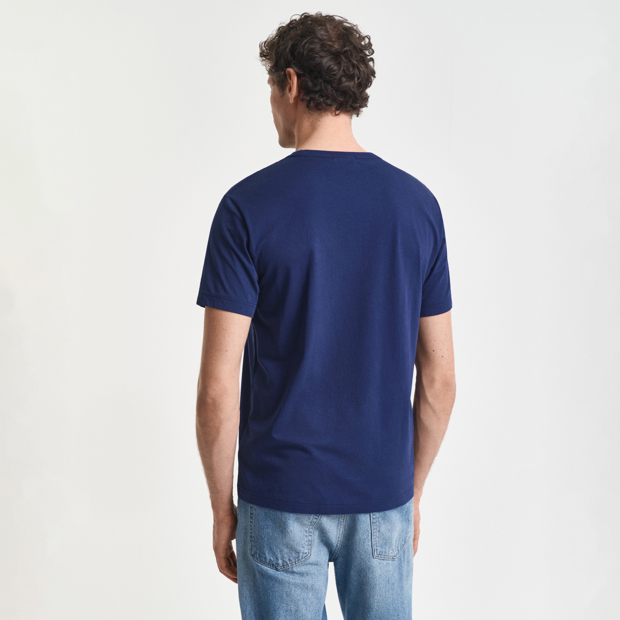 GANT Erkek Mavi Regular Fit Bisiklet Yaka T-Shirt