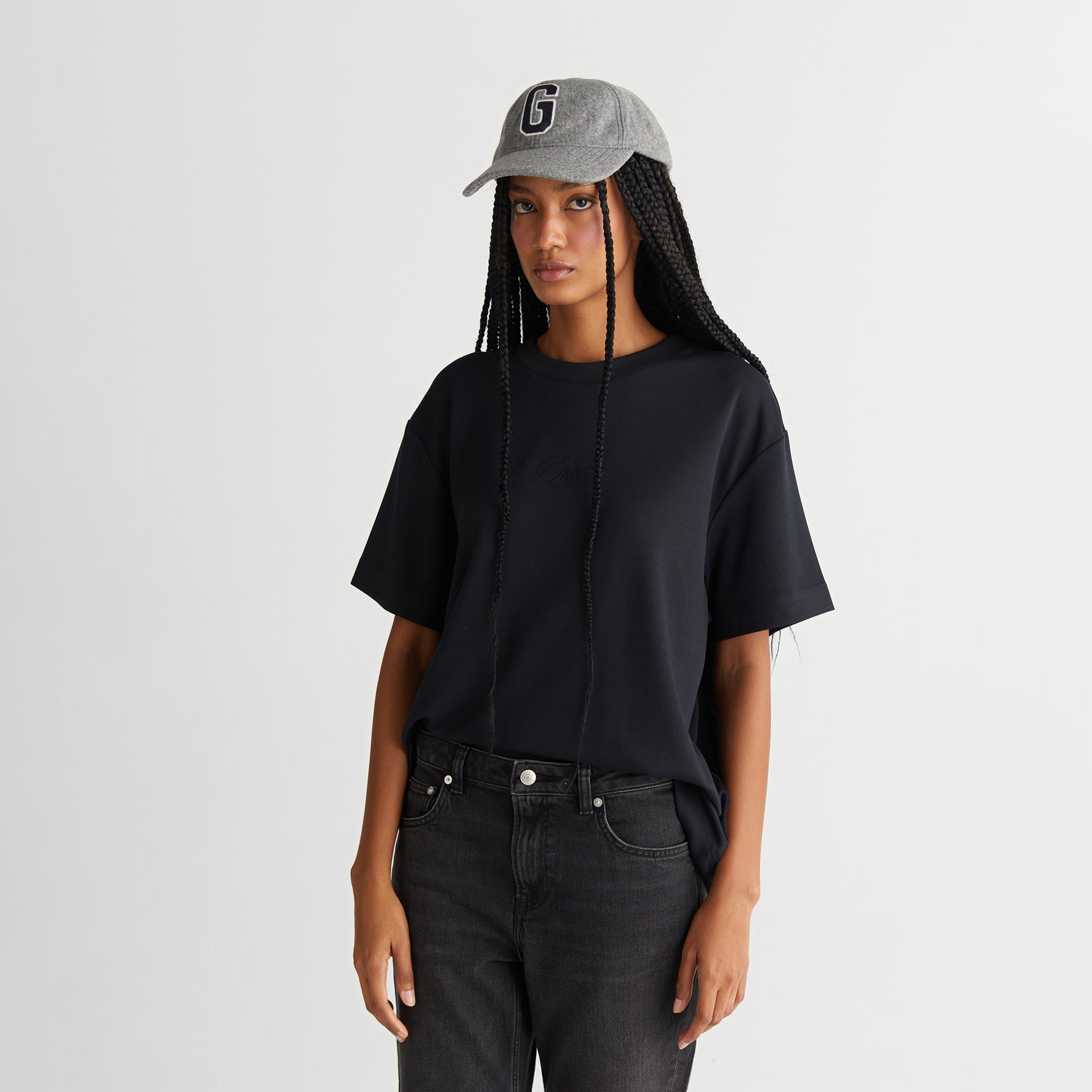  GANT Kadın Siyah Relaxed Fit T-Shirt