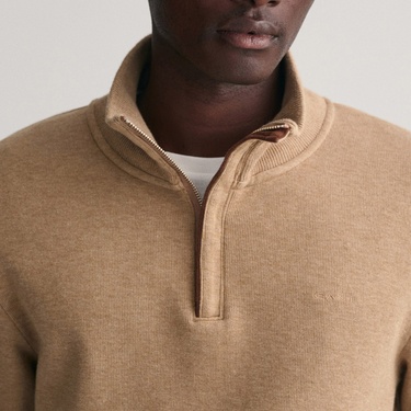  GANT Erkek Bej Regular Fit Yarım Fermuarlı Sweatshirt