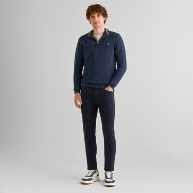  GANT Erkek Lacivert Regular Fit Yarım Fermuarlı Yün Kazak