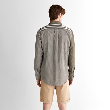  GANT Erkek Yeşil Regular Fit Düğmeli Yaka Çizgili Gömlek