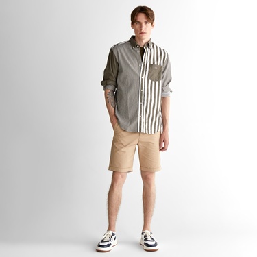  GANT Erkek Yeşil Regular Fit Düğmeli Yaka Çizgili Gömlek