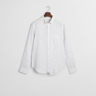  GANT Erkek Beyaz Regular Fit Düğmeli Yaka Çizgili Gömlek