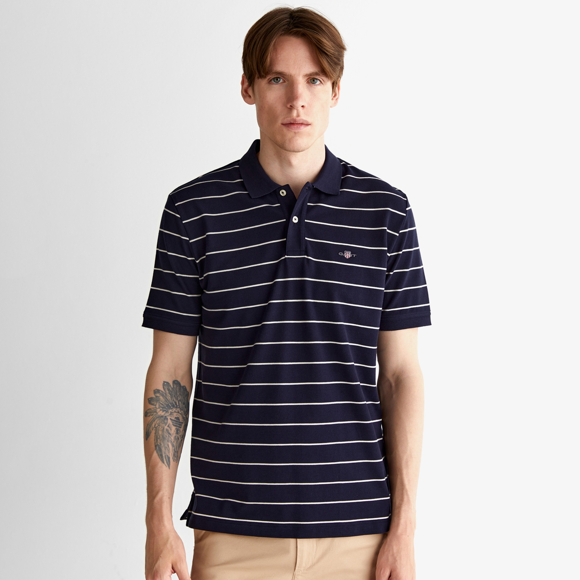 GANT Erkek Lacivert Regular Fit Çizgili Polo