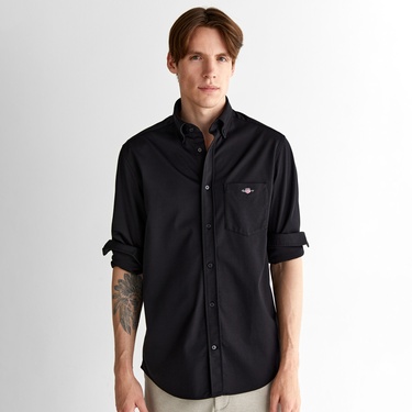  GANT Erkek Siyah Regular Fit Düğmeli Yaka Gömlek