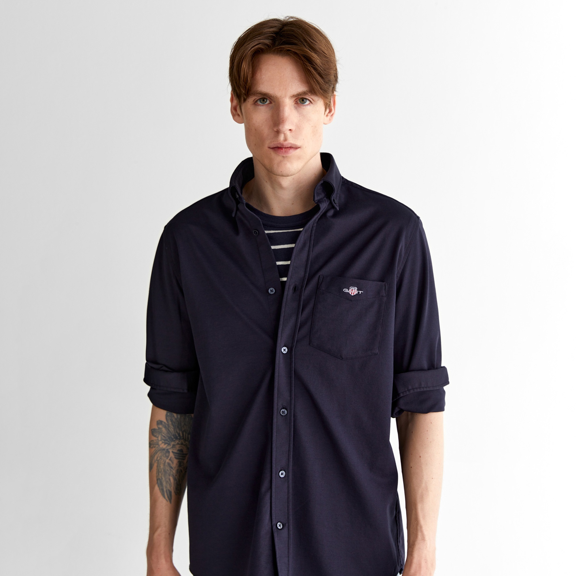 GANT Erkek Lacivert Regular Fit Düğmeli Yaka Gömlek