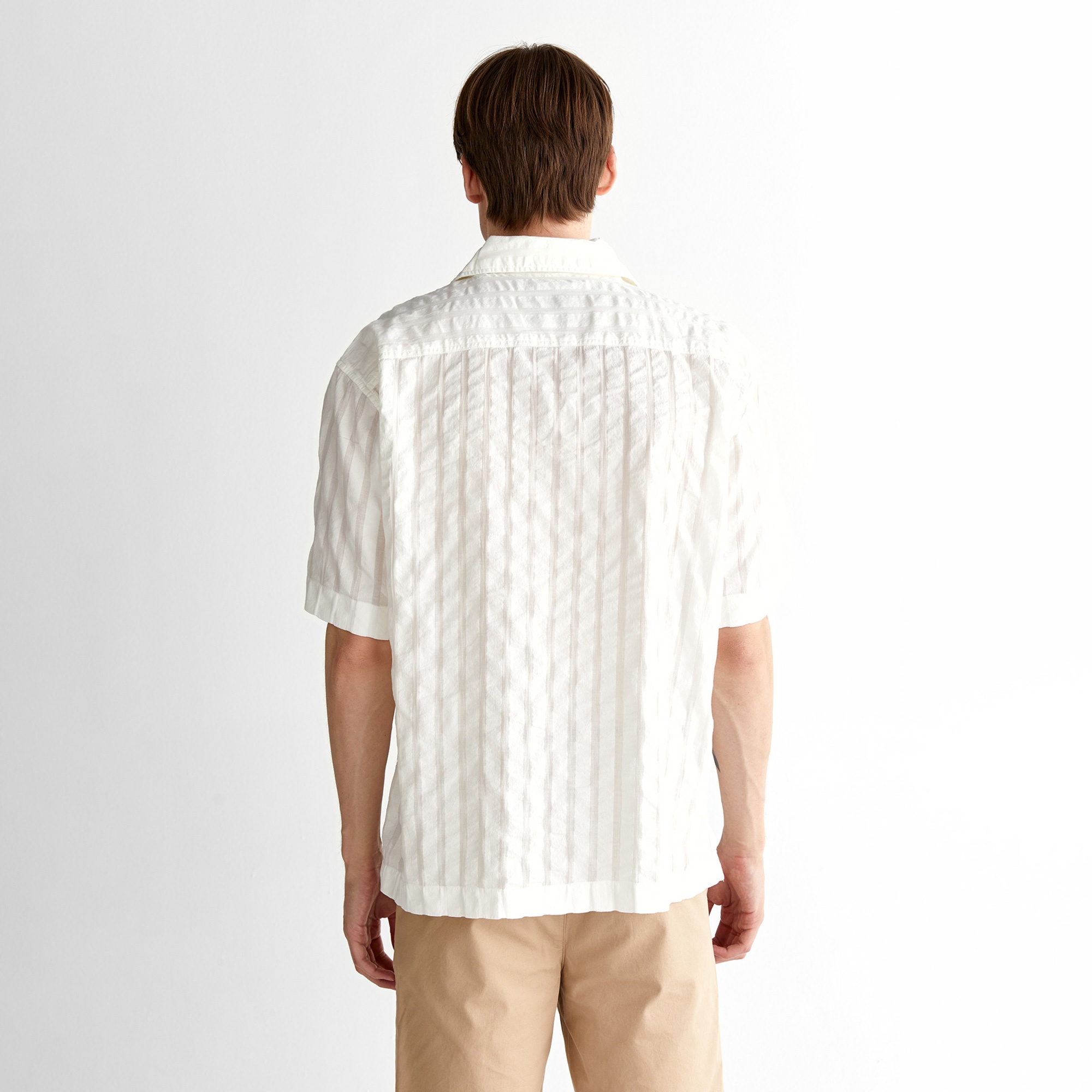 GANT Erkek Krem Relaxed Fit Klasik Yaka Çizgili Gömlek