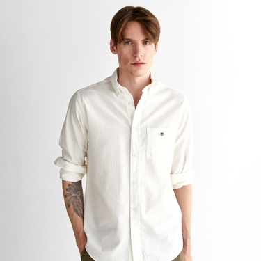  GANT Erkek Krem Regular Fit Klasik Yaka Gömlek