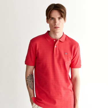  GANT Erkek Kırmızı Regular Fit Çizgili Polo