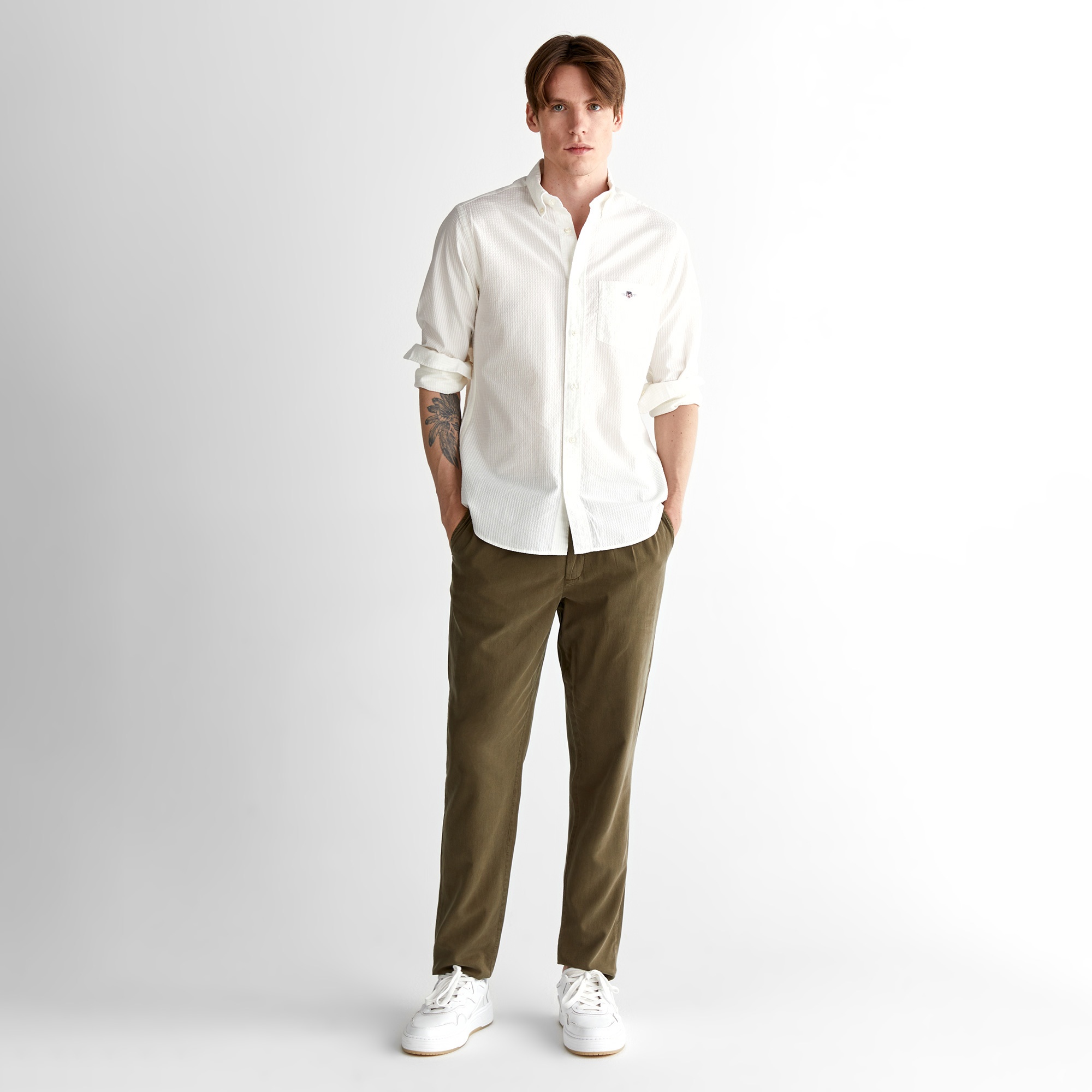 GANT Erkek Krem Regular Fit Klasik Yaka Gömlek