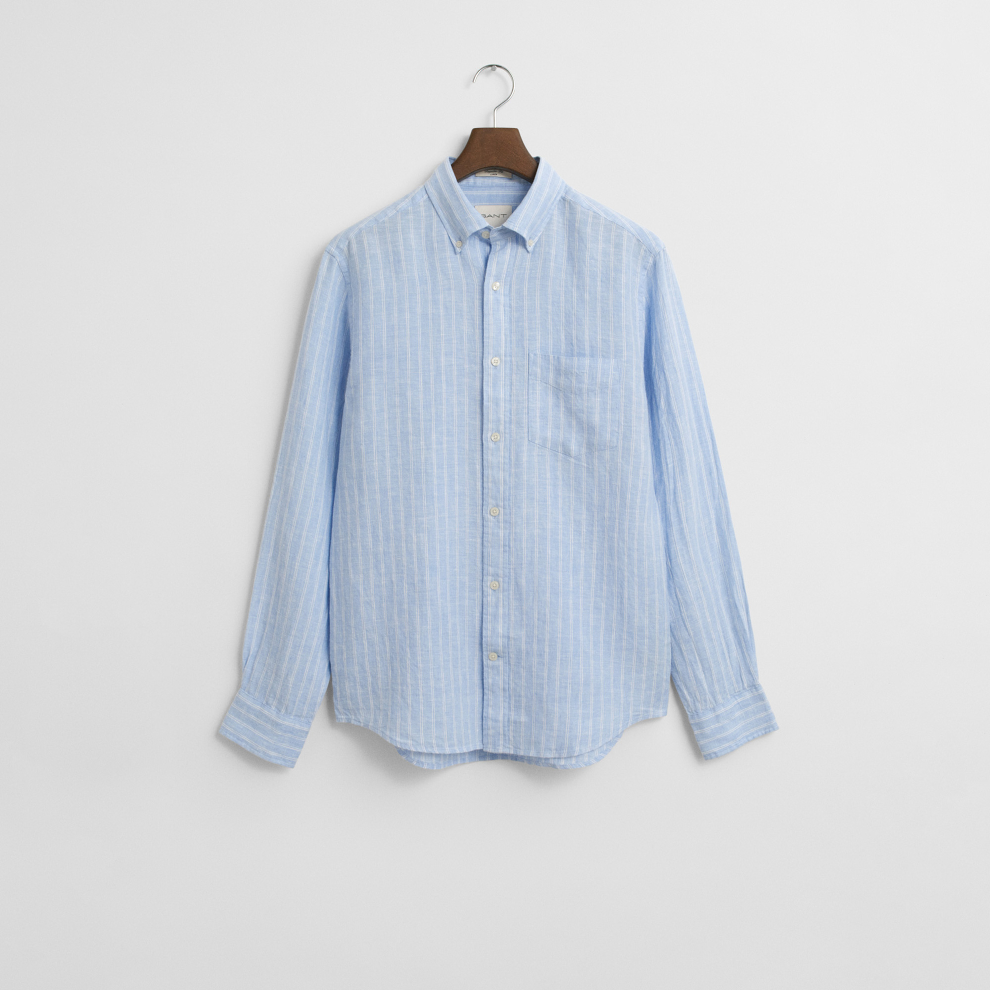  GANT Erkek Mavi Regular Fit Düğmeli Yaka Çizgili Gömlek