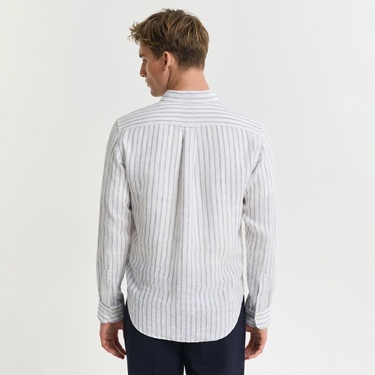  GANT Erkek Beyaz Regular Fit Düğmeli Yaka Çizgili Gömlek