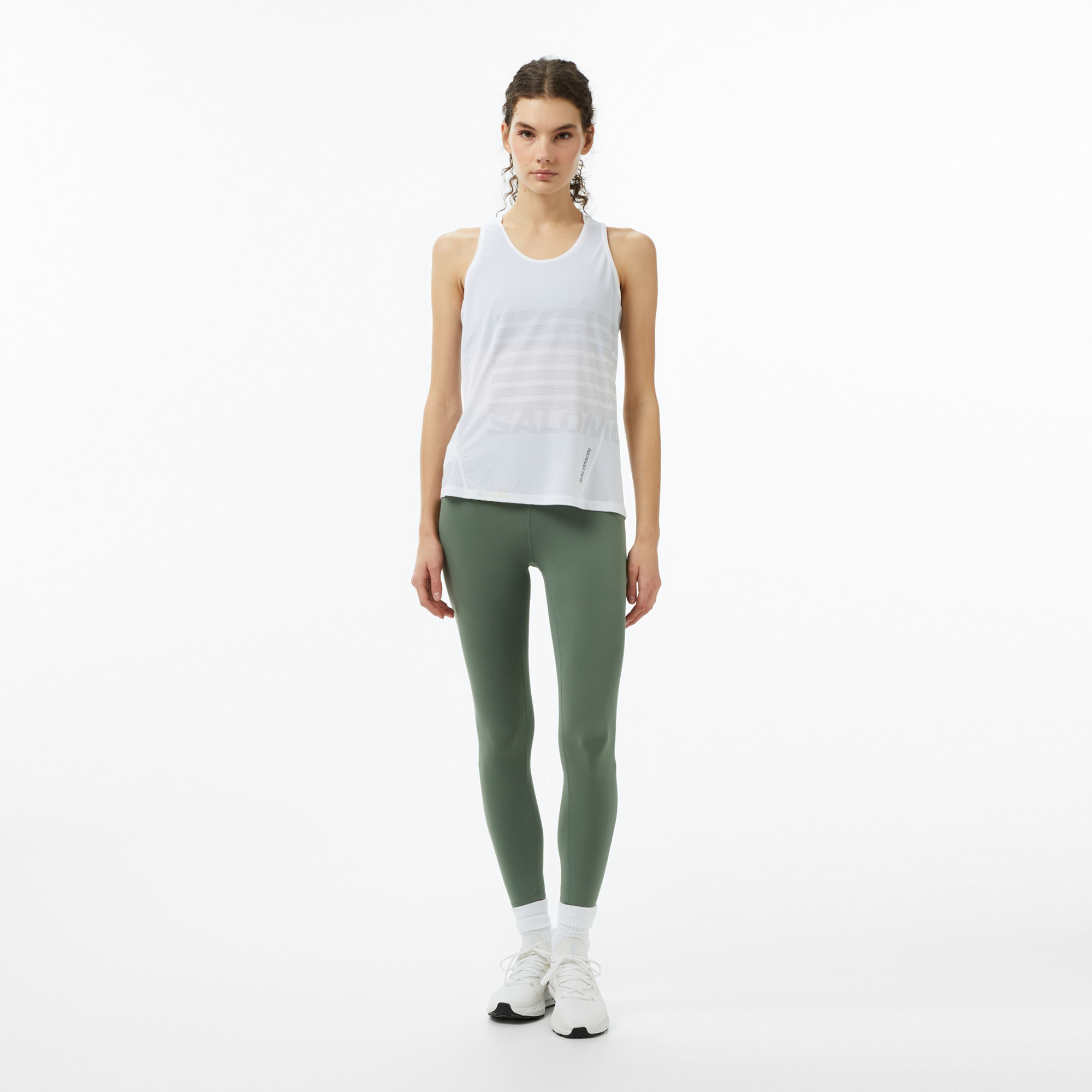 Salomon Sense Aero Singlet Gfx Kadın Beyaz Koşu Atlet