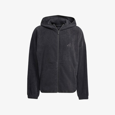  adidas Future icons Small Logo Low Pile Fleece Full Zip Erkek Siyah Eşofman Üstü