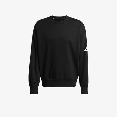  adidas Essentials Loose Fit 3 Bar Logo Erkek Siyah Sweatshirt